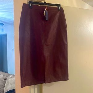 Burgundy leather pencil skirt. Never worn.